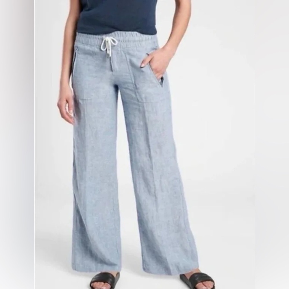 Athleta Cabo Wide-Leg Linen Pants 0